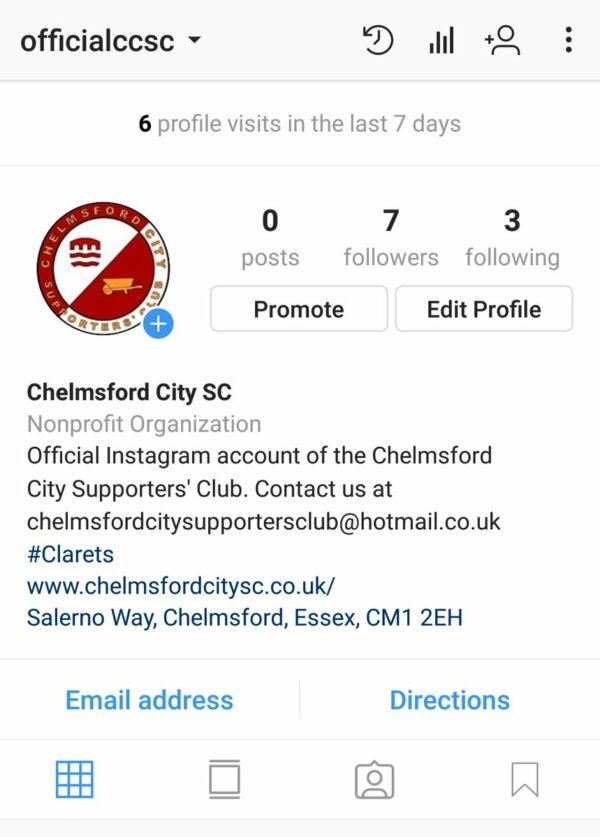 Supporters' Club launch Instagram account Chelmsford